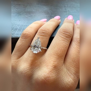Certified IGI Pear Cut Lab Diamond 18K Solid Gold Ring 3.25 CT VVS1 Clarity Engagement Proposal Wholesale Factory Price - Product Image 6