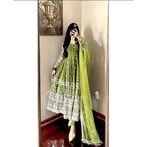 Salwar Kameez de Georgette Sintética de Lujo con Bordados Hermosos, Largo hasta el Suelo, de Secado Rápido, Colores Personalizados, para Fiestas y Festivales de Mujer - Product Image 3