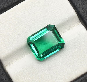 Forma de Octágono Esmeralda colombiana cultivada en laboratorio, Esmeralda hidrotermal, piedra preciosa cortada Esmeralda colombiana verde, 18X13mm 20X15mm - Product Image 2