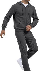 Customized Plus Size Mens Spring Jogger <b>Zip</b>-<b>Up</b> <b>Hoodie</b> + Sweatpants 100% Cotton Drawstring Rhinestone Quick Dry Breathable - Product Image 3