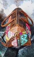 Bolsa de lona de cuero genuino estilo gitano vintage con diseño de BANJARA bordado a mano para Otoño e Invierno bolsa de lona estilo vestido