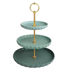 2024 New Collection Glamorous Green 3 Tier <b>Cake</b> <b>Stand</b> for Home and Party Decoration Manufacturer and Supplier From India - Product Image 2