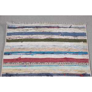 Alfombra Turca Vintage Pequeña de 2x3,9 pies (62x118 cm), Alfombra Kilim Azul Ombré - Product Image 5