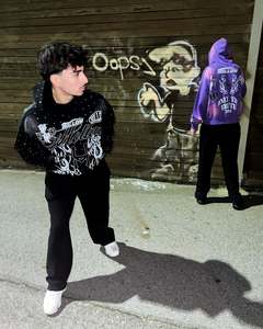 เสื้อฮู้ดผู้ชายมีซิปขนาดใหญ่พิเศษมีฮู้ดสำหรับซักแบบวินเทจสีกรดพลอยเทียมโลโก้ออกแบบได้ตามต้องการ - Product Image 4