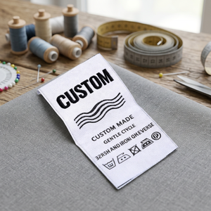 Etiqueta de Cuidado Personalizada de Satén para Prendas, Impresa por Transferencia Térmica, Plegable al Centro, para Ropa - Product Image 2