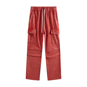 ชุดเสื้อฮู้ดฟอกสีกรดสำหรับผู้ชายสีดำสีน้ำเงินเข้มชุดสเวตเตอร์สีพื้น - Product Image 4