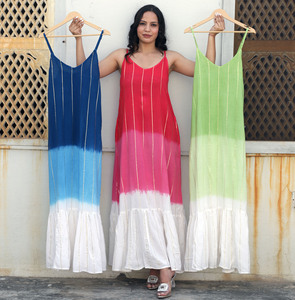 2024เดรสยาวสไตล์ชายหาดของผู้หญิงเดรสยาวมีสายรัดผ้าใยสังเคราะห์หลากสีสำหรับฤดูร้อนเดรสยาวมีกระเป๋า - Product Image 6