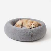 Lit de couchage solide Hesen pour animaux de compagnie, en tissu Teddy lavable, mousse à mémoire de forme, confortable, en velours côtelé, lit-caverne pour chien et chat