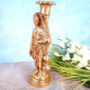 <b>Vintage</b> Brass Angel Figurine Gold <b>Vases</b> With Wheels Tabletop Home Decor Unique Shaped Flower <b>Vase</b> - Product Image 5