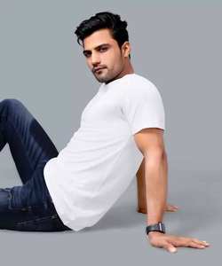 เสื้อยืดคอกลมสำหรับผู้ชายทรงพอดีตัวเสื้อยืดสีขาวลายตัวอักษรสีขาวสำหรับใส่ลำลอง - Product Image 6