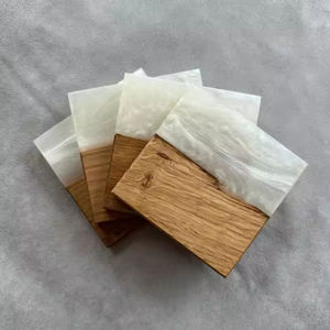 Sous-verres en résine de bois Boho Chic pétales de fleurs colorées encastrés dans un style classique époxy - Product Image 3