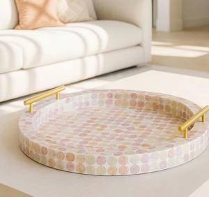 Bandeja de Lujo con Incrustaciones de Nácar, Bandeja de Servicio Hecha a Mano con Nácar, Bandeja Decorativa Lacada de Vietnam - Product Image 3