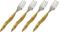 Juego de Cucharas para Ensalada de Lujo, Diseño de Hoja Arrugada, Chapado en Oro, Ecológico, de Metal, con Mango Largo, Acero Inoxidable Espejo, para Bodas