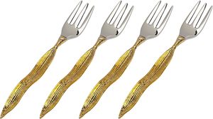 Luxe Offre Spéciale Feuille Froissée Conception Salade Serveur En Bois Cuillère Ensemble En Métal Inoxydable Motif Café Ustensiles De Service pour Les Mariages - Product Image 2