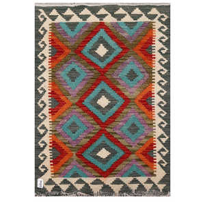 Alfombra Kilim de Maimana, Afganistán, 117 x 82 cm, Producto para Colgar en la Pared - Product Image 1