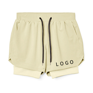 2025 Custom Men's Gym Shorts High Street Style Solid Jogger Sports Training <b>Mid</b> Double-<b>Layer</b> Pockets 2-in-1 100% Polyester Quick - Product Image 4