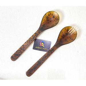 Ensemble de couverts en corne naturelle nordique, service à salade en corne biologique pour la maison de luxe, l'hôtel, le restaurant, ustensiles de cuisine, outils à salade - Product Image 2