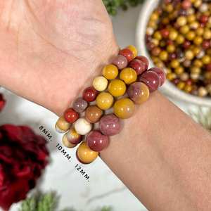 Bracelet en perles de jaspe naturel Mookaite Forme de boule à la mode pour l'alignement des chakras Cadeau parfait pour les fiançailles - Product Image 3