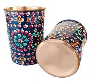 Verre à vin en cuivre imprimé de qualité supérieure Design artistique multicolore Passe au lave-vaisselle Écologique pour l'industrie hôtelière - Product Image 1