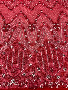 Best Price 100% Polyester Luxury Beaded <b>Fabric</b> with Zircon Handmade Indian Supplier Garments Making Woven and Mesh Pattern - Product Image 3
