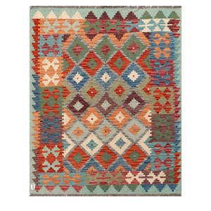 Alfombra Kilim de Maimana, Afganistán, 194 x 155 cm, Alfombras y Juegos de Alfombras - Product Image 1