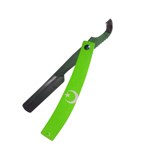 Maquinillas de afeitar de barbero de alta demanda, soporte para cuchillas de pulido de espejo, mango recubierto de bandera verde, maquinillas de afeitar para Barba de barbero - Product Image 2