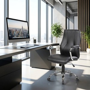 New York Eco-leather Executive <b>Chair</b> Modern Lift Style Adjustable Headrest Cowhide Foam Aluminium-for Home <b>Office</b> Conference Use - Product Image 2