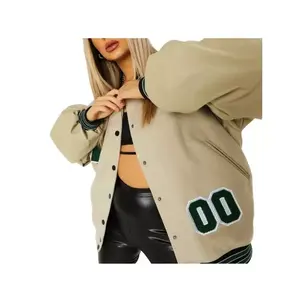 Comfortable <b>Women</b> <b>Varsity</b> <b>Jacket</b> Stylish Baseball <b>Bomber</b> Outerwear Trendy Letterman <b>Jacket</b> Fashionable Casual Streetwear - Product Image 3