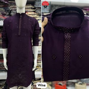 Tissu de soie jacquard avec Buti Work Kurta Payjama pour la collection homme - Product Image 3