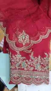 Costumes en organza de soie non cousue brodés à la main de créateur pour mariages indiens pakistanais fêtes Salwar fantaisie techniques faites à la main - Product Image 2