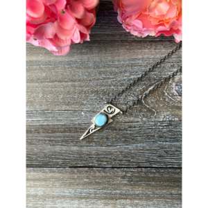 Collier style bohème en turquoise Golden Hill Navajo et argent sterling avec motif éclair, chaîne à maillons, cadeau - Product Image 3