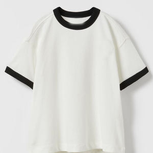 Camisetas de gran tamaño para mujer Ringer para hombre, camisetas holgadas de manga corta con cuello redondo - Product Image 1