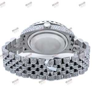 Nouveauté 36mm Chiffre Romain Analogique Cadran Noir Montre de Luxe Entièrement Glacé Moissanite Diamant Unisexe HipHop Style Toutes Occasions - Product Image 5