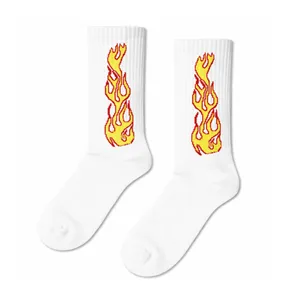 <b>White</b> Flame Patterned Colorful <b>Socks</b> for Boys Breathable Knitted Animal Character Prints Custom Light One Fits Daily Use Summer - Product Image 1