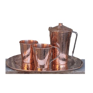 Refined pure copper <b>jugs</b> and tumblers set offering timeless craftsmanship and natural purity to elevate daily hydration rituals - Product Image 4