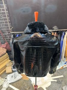 Luxe poisson cuir hiver Bomber veste hommes à la main véritable peau qualité Premium Durable classique Vintage motard mode - Product Image 6