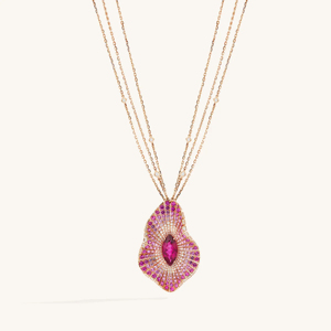 Collar con Colgante de Diamantes y Zafiro Rosa Dorado, Corte Marquesa, Joyería Floral para Regalo de Boda o Fiesta - Product Image 1