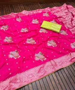 Superbe Saree Georgette pour femme avec broderie de mariée exclusive et chemisier fantaisie prêt à l'emploi pour mariage et fête - Product Image 5