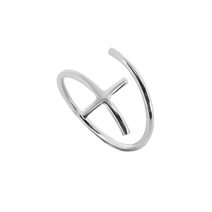 Anello a grappolo in argento regolabile con linee incrociate alla moda gioielli rodiati 18K con intarsio di diamanti taglio principessa - Product Image 1