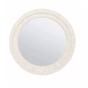 Marco de espejo de pared de hueso redondo hecho a mano de alta calidad espejo de hueso decorativo por Artesanías de media luna - Product Image 4