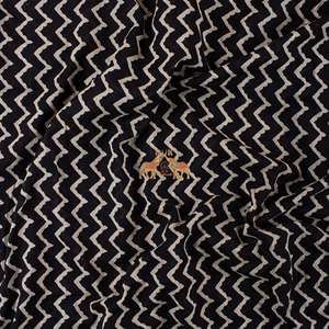Tissu imprimé à la main en zigzag, tissu en coton noir léger, imprimé, doux, pour femmes - Product Image 5