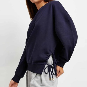 Sudadera de mujer de diseño/logotipo personalizado al por mayor de alta calidad sudadera de mujer de gran tamaño de Color sólido transpirable con hombros caídos sudadera de mujer - Product Image 4