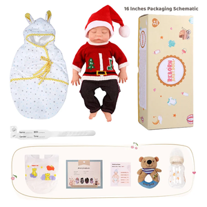 Babeside Noah 16 "Poupées <span class=keywords><strong>Reborn</strong></span> en Silicone pour bébé endormi réaliste pour l'affichage de Noël avec fonction boisson et pipi - Product Image 6