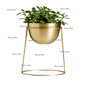 Maceta de metal de forma redonda de tamaño personalizado con soporte negro de hierro Maceta de calidad de lujo a precio aceptable - Product Image 2