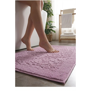 Ensemble de 2 tapis de bain de luxe Varol Jacaranda, en coton absorbant, antidérapant, motif médaillon, lavable en machine, pour usage domestique - Product Image 2