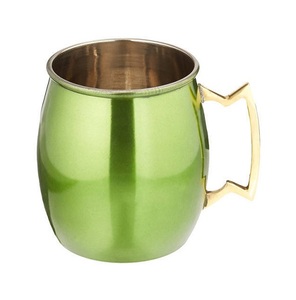 Drinkware Moscow Mule Copper Large Drinking <b>Mugs</b> Classic Design <b>Plain</b> Green Drink Ware Copper <b>Mug</b> Handmade - Product Image 1