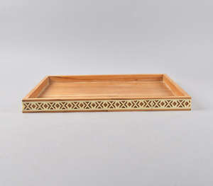 Top Selling New Bone Inlay Mother Pearl Design Indian Seller's Choice Decorative Wood Bamboo Serving <b>Tray</b> Made Resin <b>Plastic</b> - Product Image 2