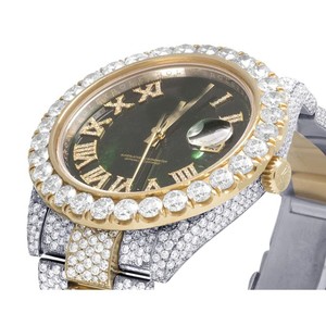 Üst marka lüks Bling Moissanite altın buzlu İzle erkekler için tam elmas Hip Hop tarzı çelik kasa 20mm beyaz altın elmas geçer - Product Image 6