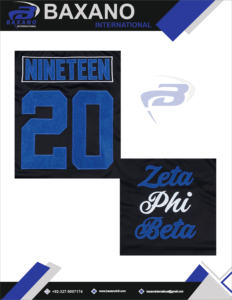 Maillot de hockey à manches longues en polyester de qualité professionnelle avec patchwork sublimé sur le devant, lettres grecques personnalisées, pour la sororité Zeta Phi Beta - Product Image 6