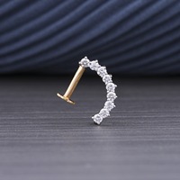 Pendiente de Nariz con Diamante Cultivado en Laboratorio, 0.19 Ct, Oro Amarillo de 18K, Color E, VVS-VS, Corte Brillante HPHT, Joyería para Mujer